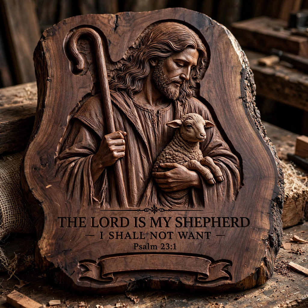 Psalm 23 SVG: Jesus Carrying a Lamb Bible Verse Design