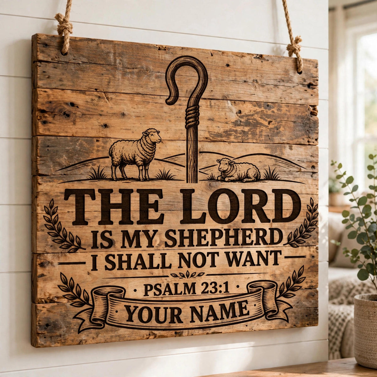 Psalm 23 SVG, The Lord Is My Shepherd Design for Laser Engraving