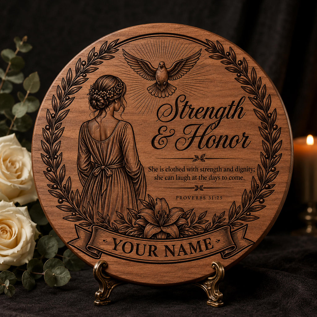 Proverbs 31:25 Strength & Honour SVG, Christian Wall Art, Laser Engraving File (Digital Download)