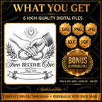 Two Become One Svg File | Mark 10:8 Wedding Laser Engraving | Personalized Unity Sign with Custom Names Ribbon