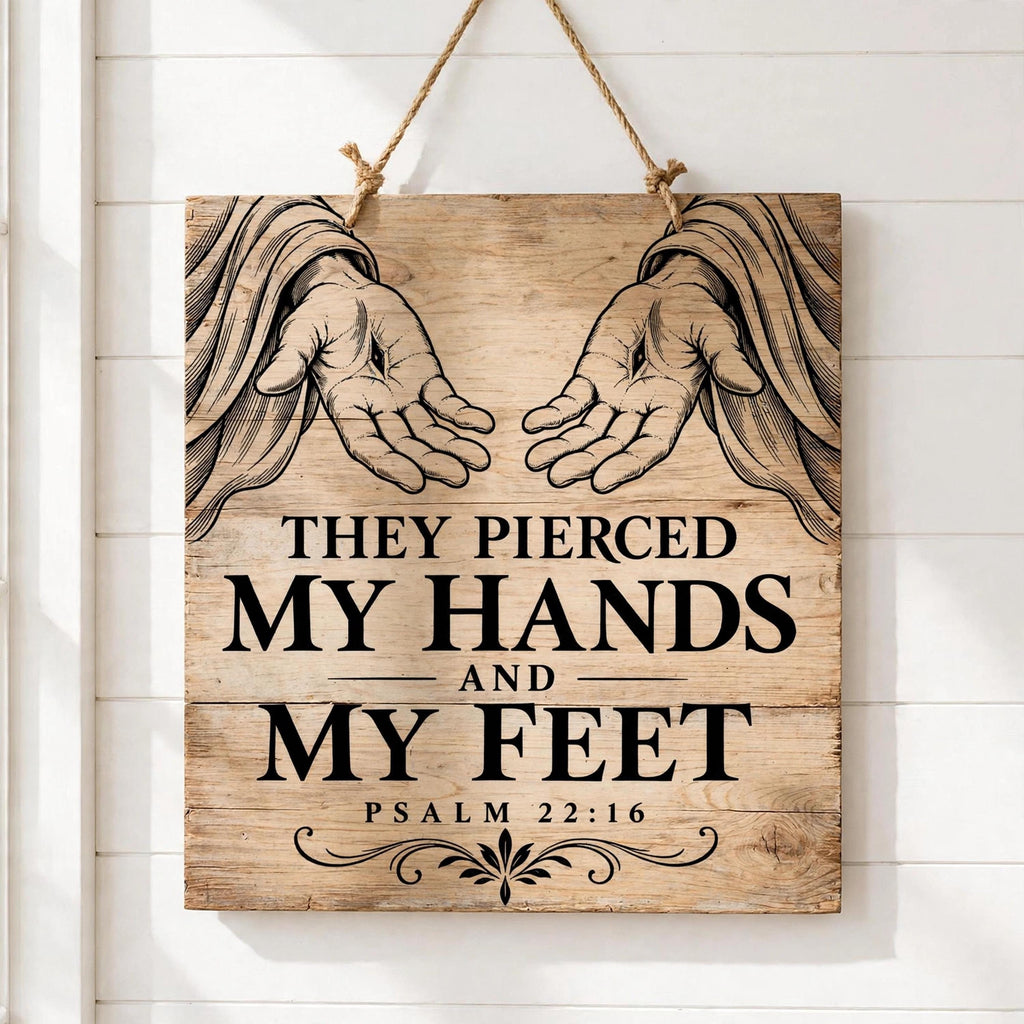 Psalm 22:16 SVG, They Pierced My Hands and My Feet Christian Laser Engraving File