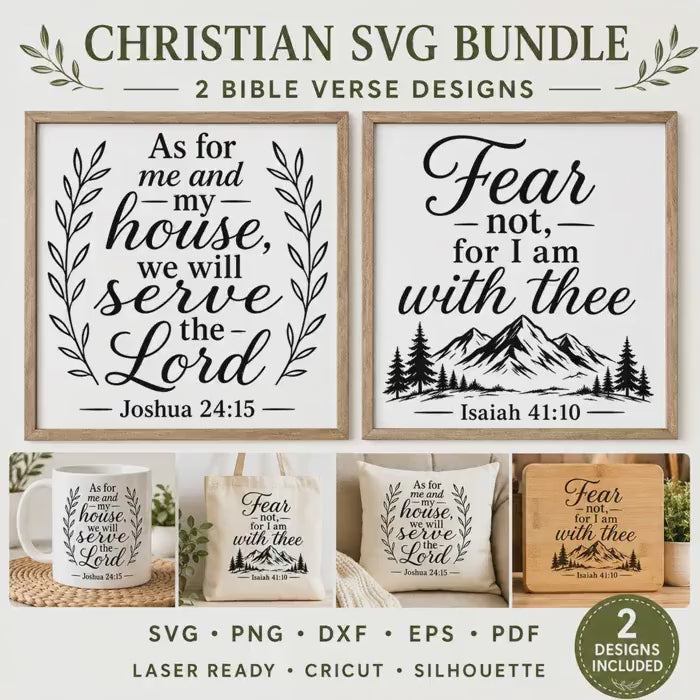 Faith Over Fear SVG Bundle: As for Me and My House Christian Laser Files