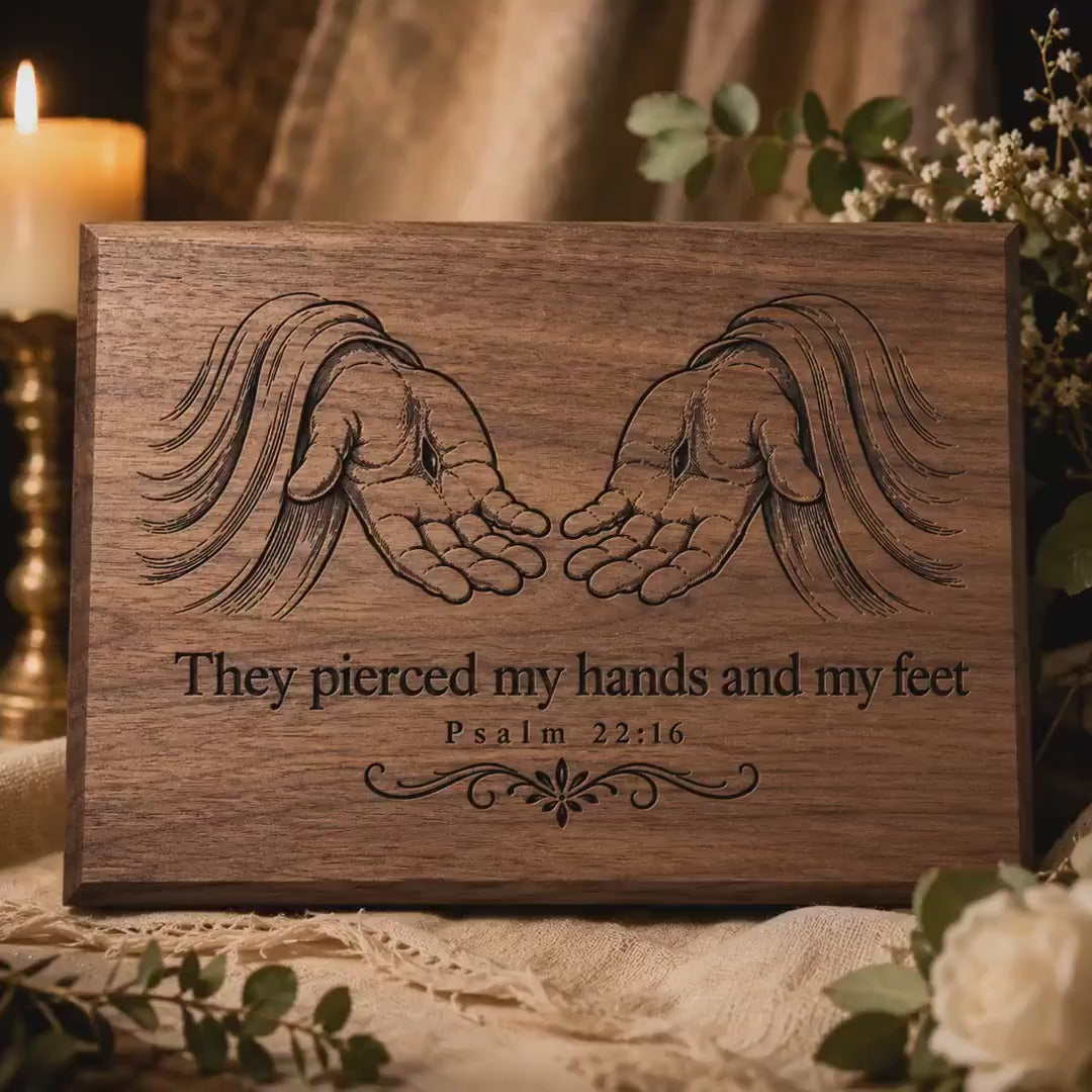 Psalm 22:16 SVG, They Pierced My Hands and My Feet Christian Laser Engraving File
