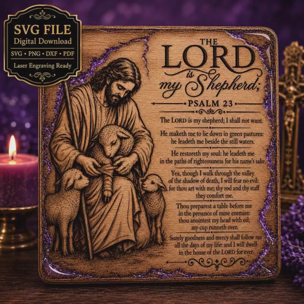 Psalm 23 Shepherd SVG, Christian Laser Engraving File