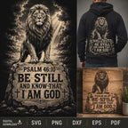 Be Still Lion SVG, Psalm 46:10 Christian Laser Engraving File