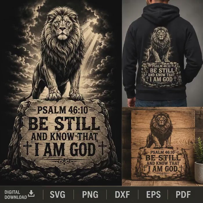 Be Still Lion SVG, Psalm 46:10 Christian Laser Engraving File